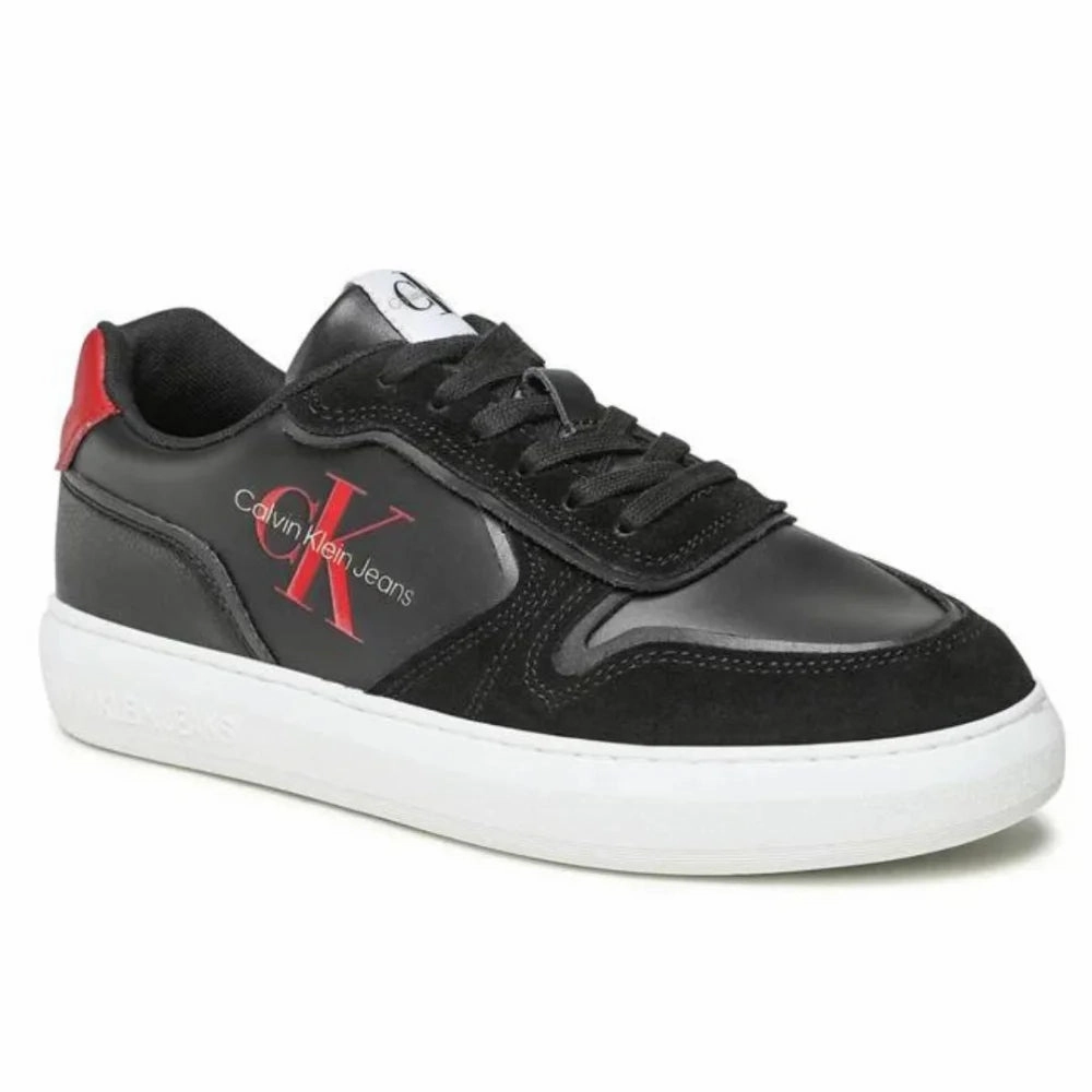 Calvin Klein Jeans Casual Cupsole Fluo Contrast Trainer YM0YM00605-BLKRED British Style Casual Shoes