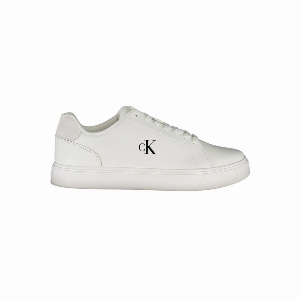 Calvin Klein White Leather Men Sneaker Grey Sneakers