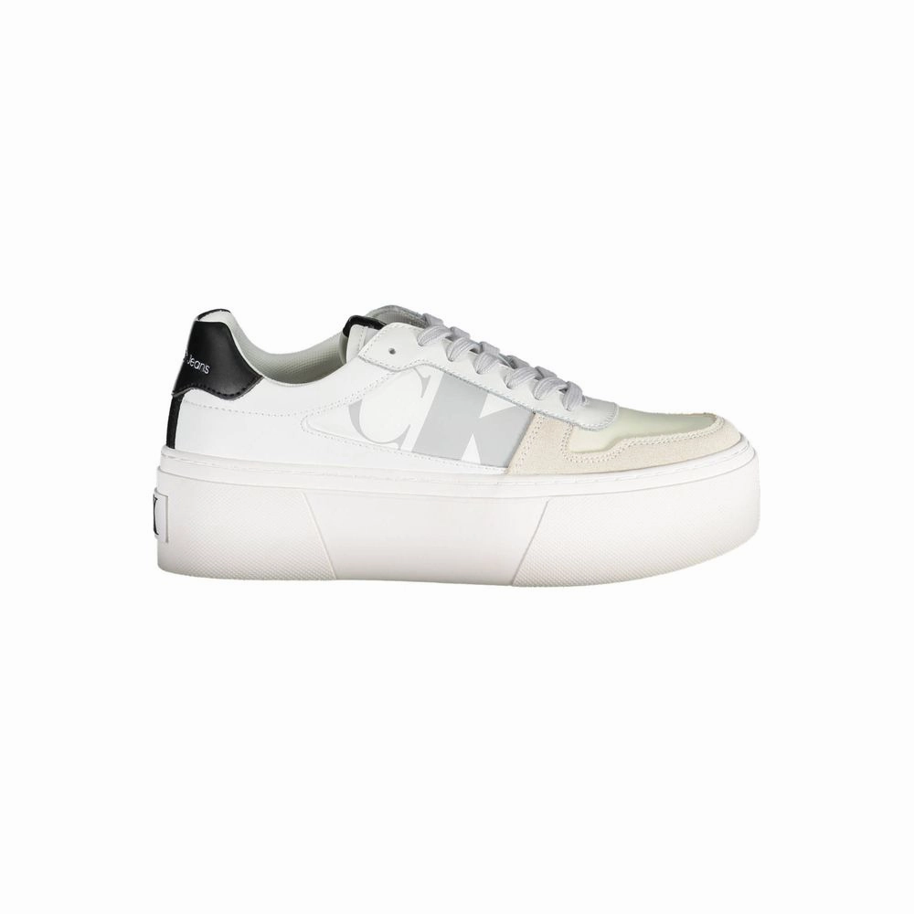 Hi Top Leather Sneakers Calvin Klein White Polyester Sneaker