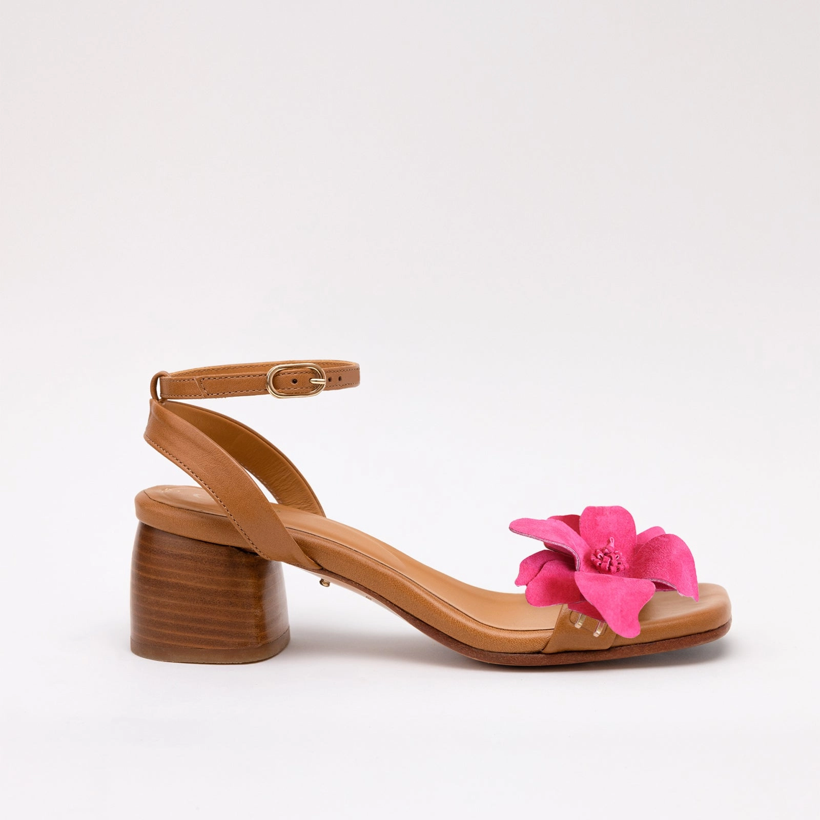 Camel Heeled Swap Sandal Framboise Camia Flower Cookout Sandals