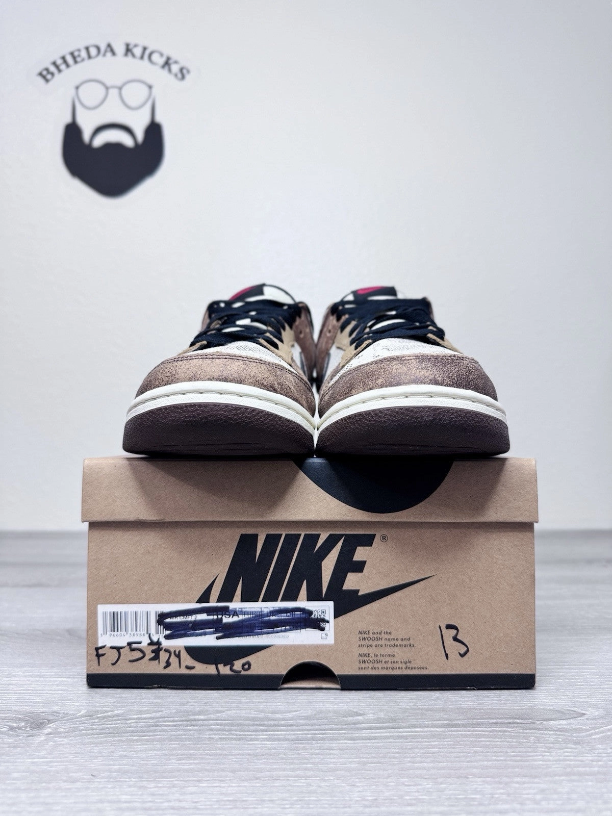 Size 13 - Nike Dunk Low Premium Co.jp Brown Snakeskin Fj5434-120 Preowned Used Asics Shoes