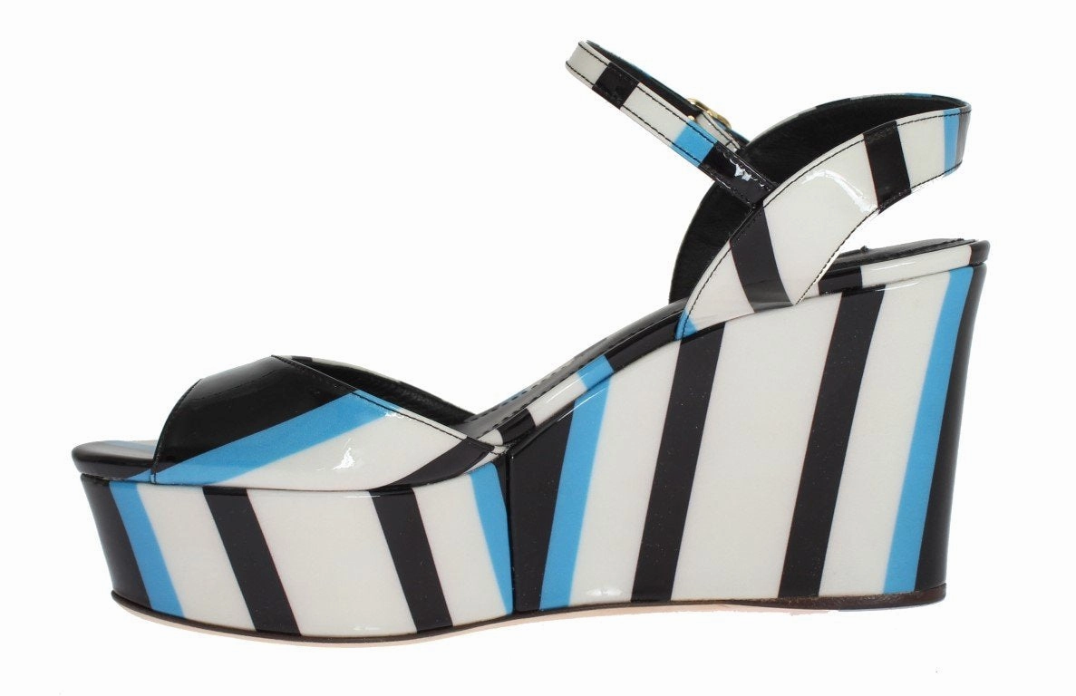 Sandals Under Blue Striped Leather Wedges Sandals