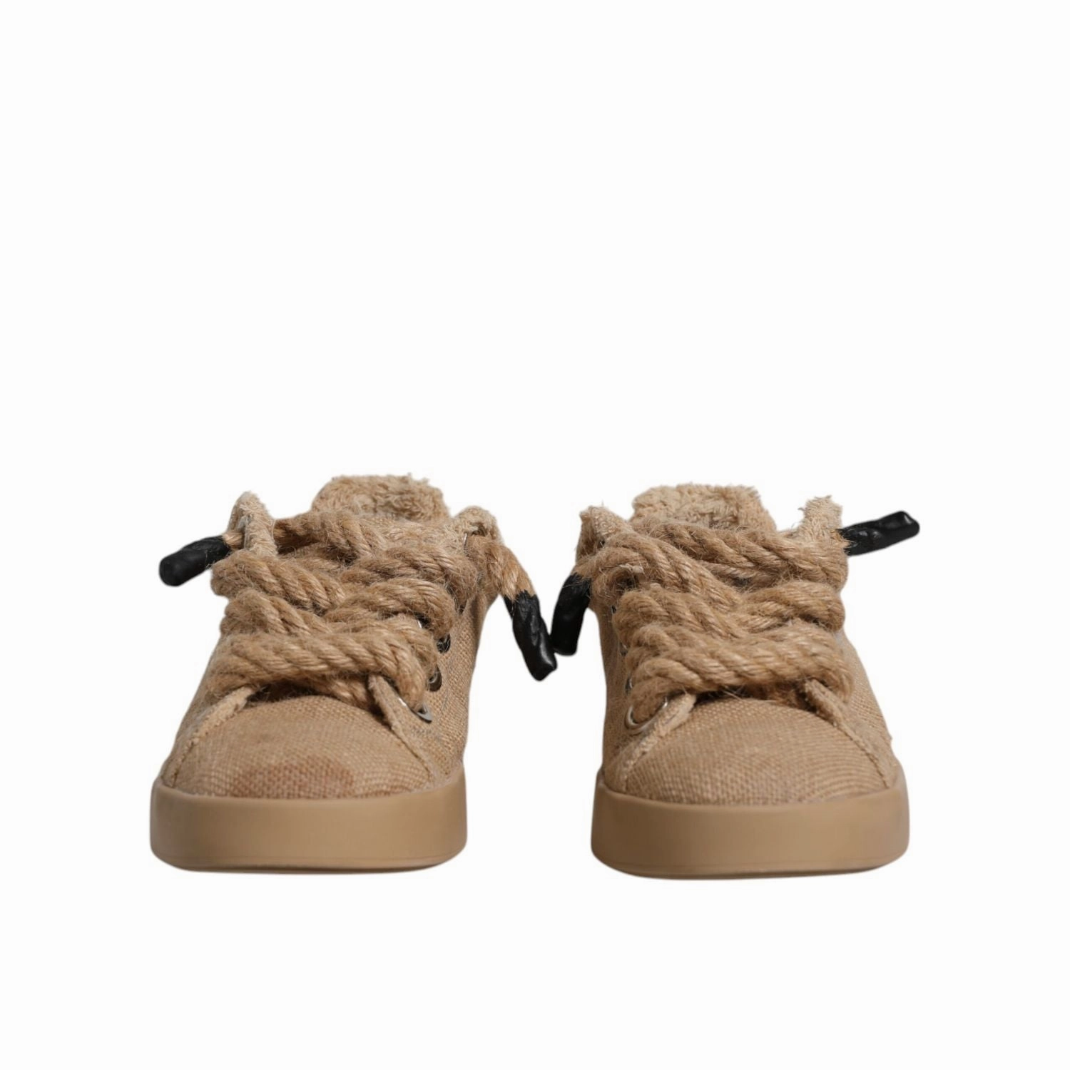 Dolce & Gabbana Brown Jute Fabric Low Top Men Sneakers Shoes 90 Sneakers