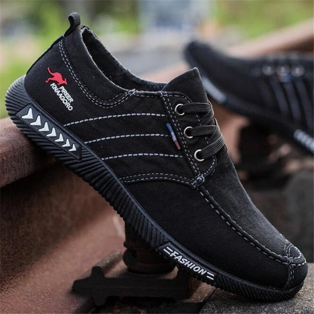 ELGEER New canvas shoes deodorant breathable men's shoes tide shoes non-slip male students tie casual stripes men shoes Gucci Slip On Loafers