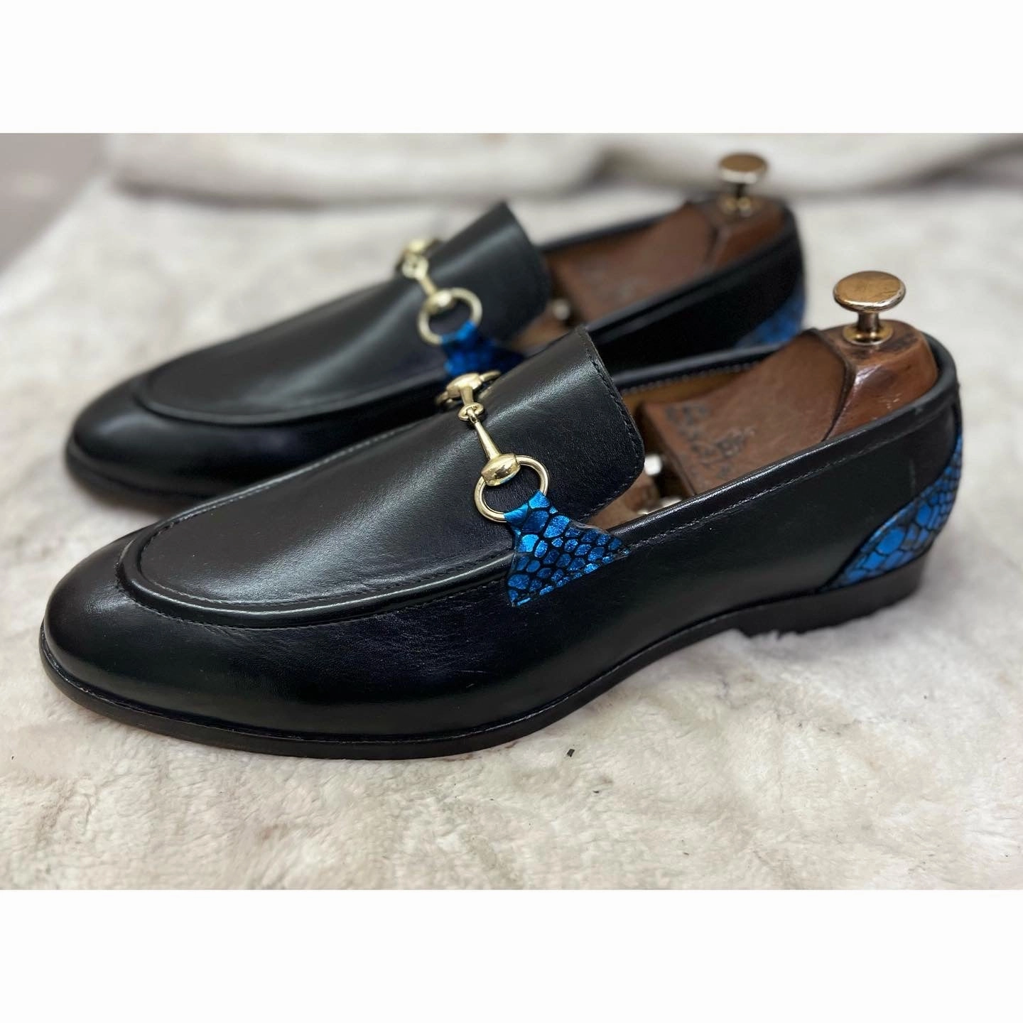 Horsebit Loafers Blue Foil Pinch Penny Loafers