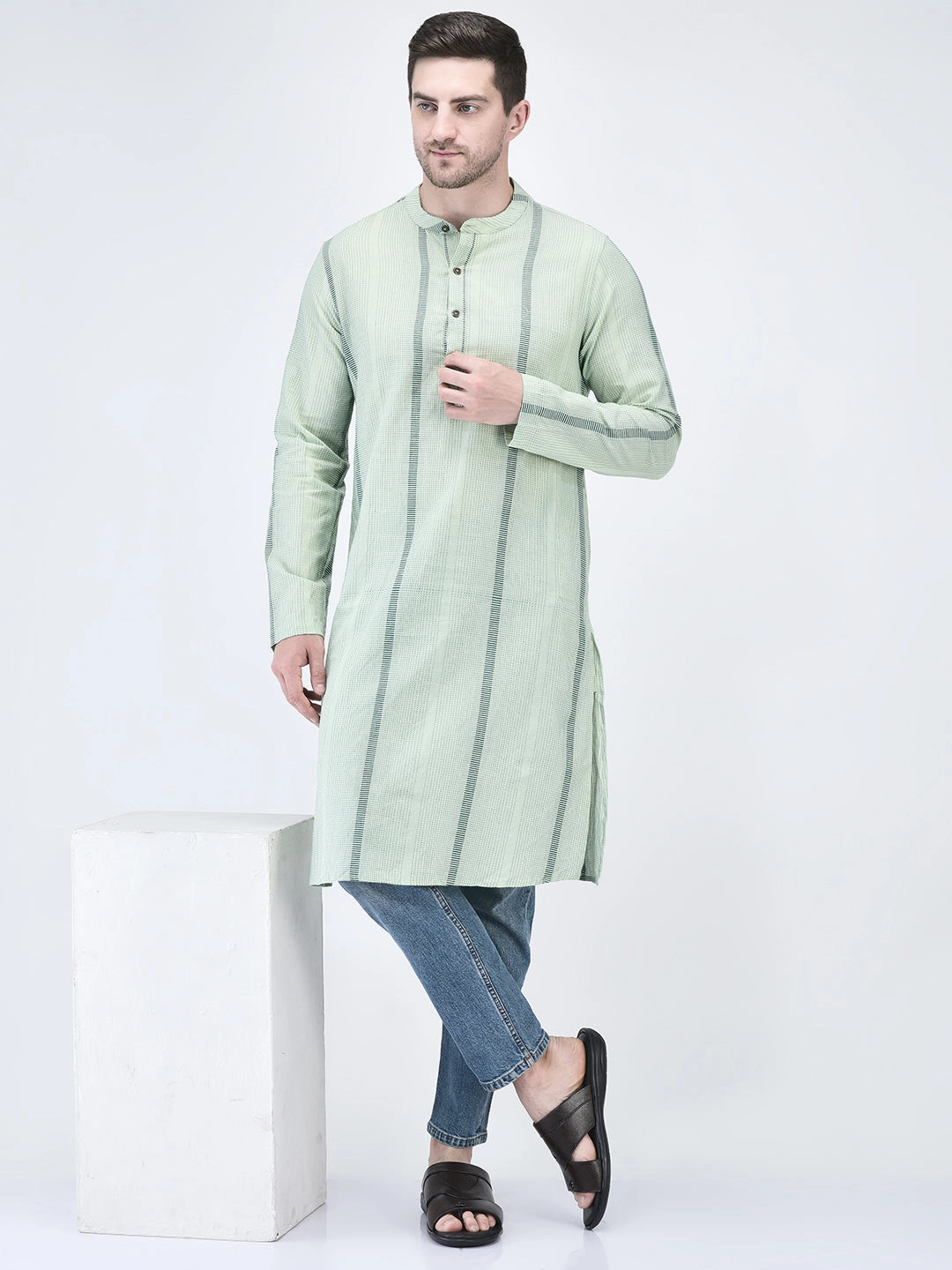 Rachel Roy Slippers FAUSTO Men Brown Open Toe Broad Feet Slipper With Memory Cushion|Comfortable Gents Slipper|Sandals For Kurta