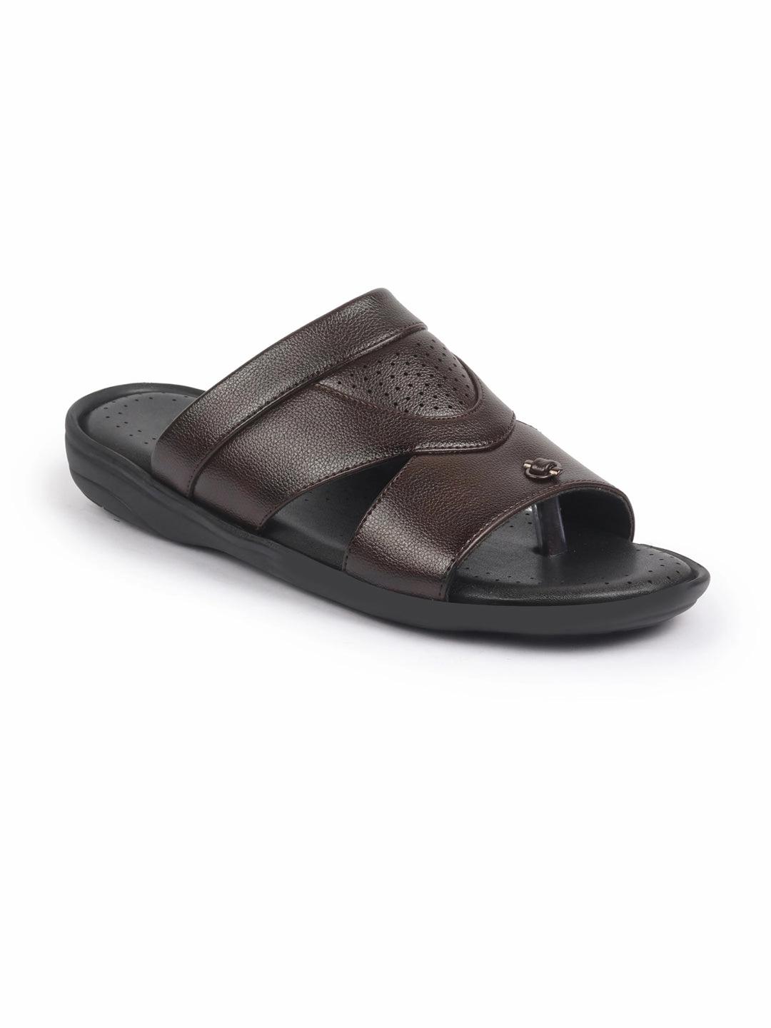 FAUSTO Men Brown Open Toe Broad Feet Slipper With Memory Cushion|Comfortable Gents Slipper|Sandals For Kurta Gym Slides