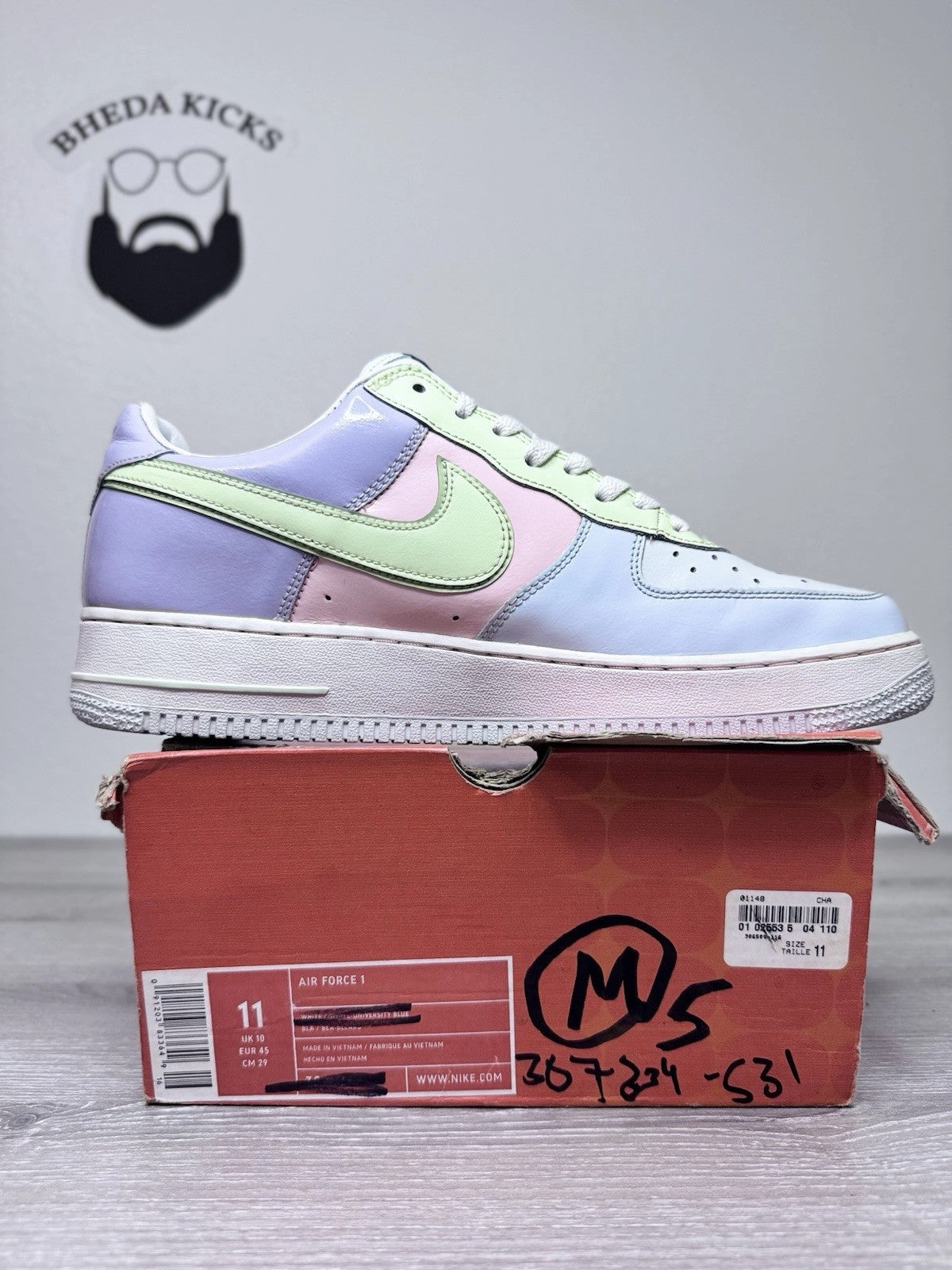 Size 11 - Nike Air Force 1 Authentic Easter Egg 2005 307334-531 Preowned Asics Gel Kayano 21 Running Shoes