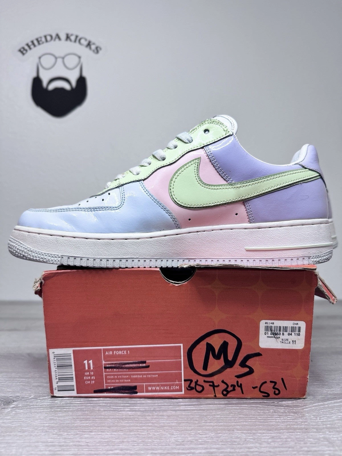 Size 11 - Nike Air Force 1 Authentic Easter Egg 2005 307334-531 Preowned Asics Shoes Quantum 180