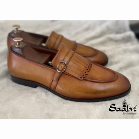 Tan Loafers With Fringes Mesh Loafers