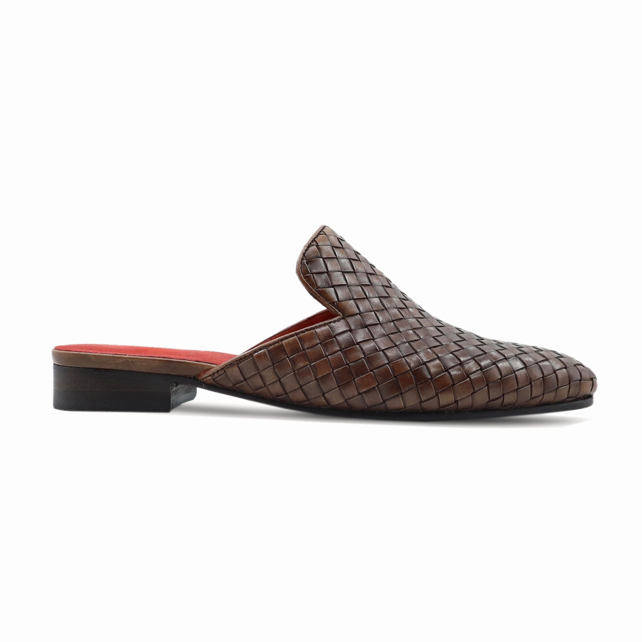 Chicito - Men's Dark Brown Hand Woven Calf Leather Slipper Slippers Tasman