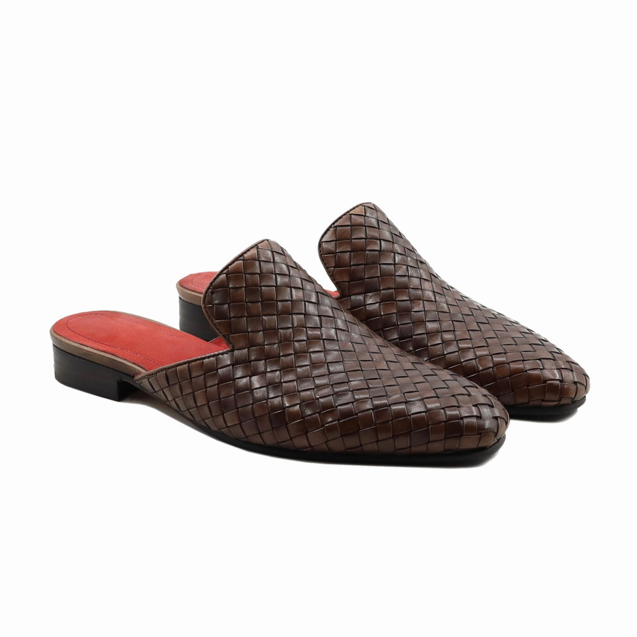 Chicito - Men's Dark Brown Hand Woven Calf Leather Slipper Slippers From Wizard Of Oz