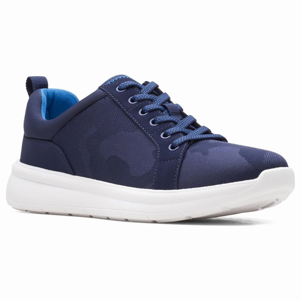 Clarks Ezera Lace Dark Navy Knit Sneaker (Women's) Casual Shoe Guide