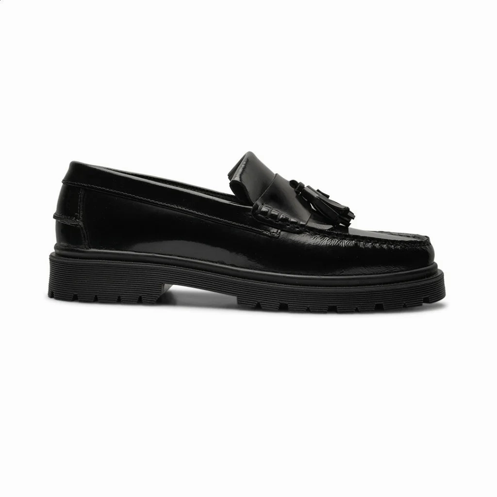 Lug-sole Loafers Playboy Florida Polido leather Black polido shoe