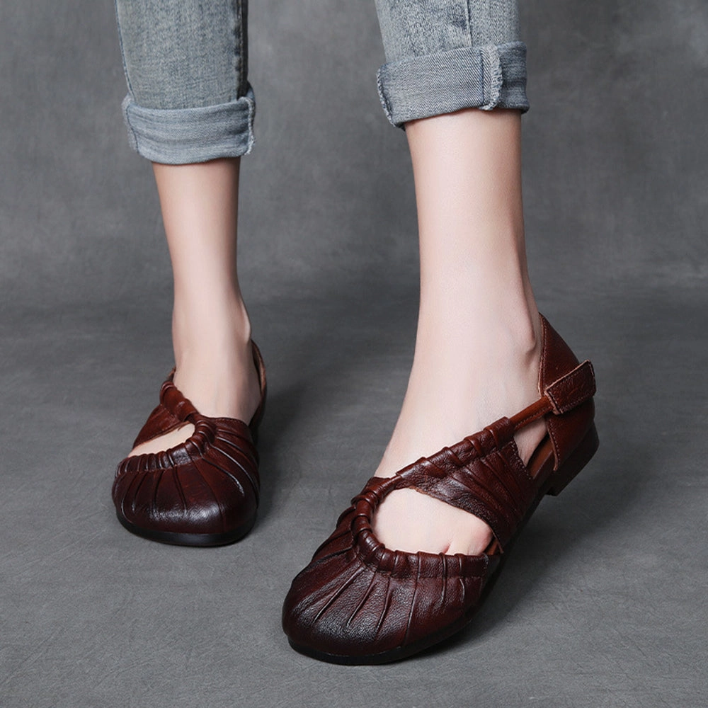 Closed Toe Pleated Flat Sandals Best Shoe Type