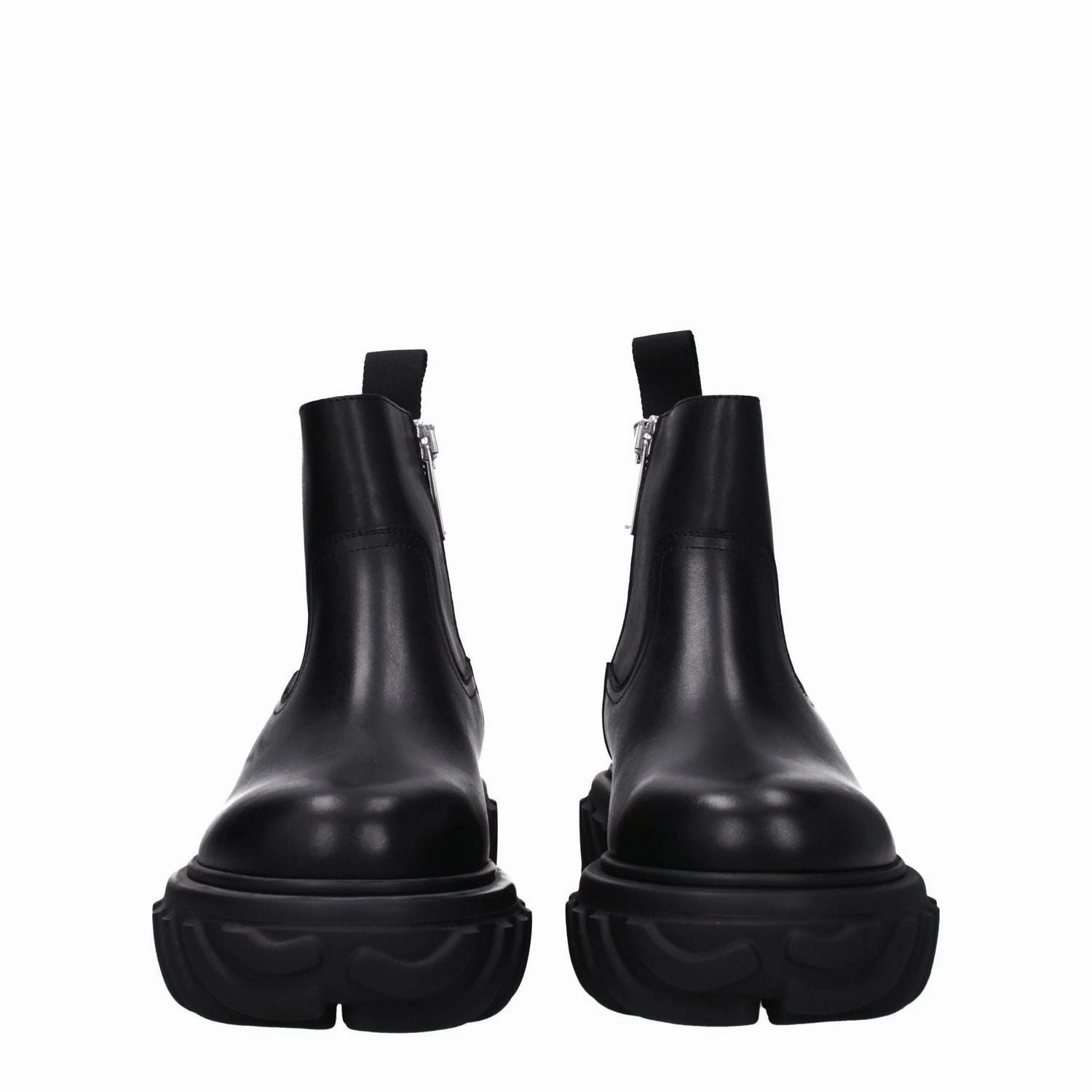 Active Best Casual Shoes Off-White Black Leather Ankle Boots