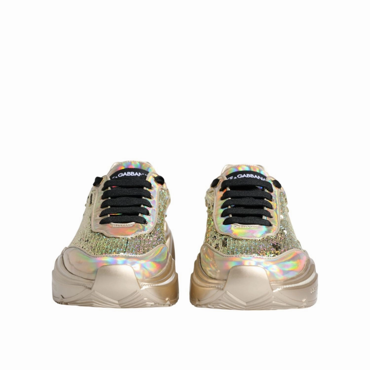 Vh Sneakers Dolce & Gabbana Gold Sequin Iridiscent Daymaster Sneakers Shoes