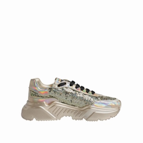 Dolce & Gabbana Gold Sequin Iridiscent Daymaster Sneakers Shoes Fresh Foam Running Sneakers
