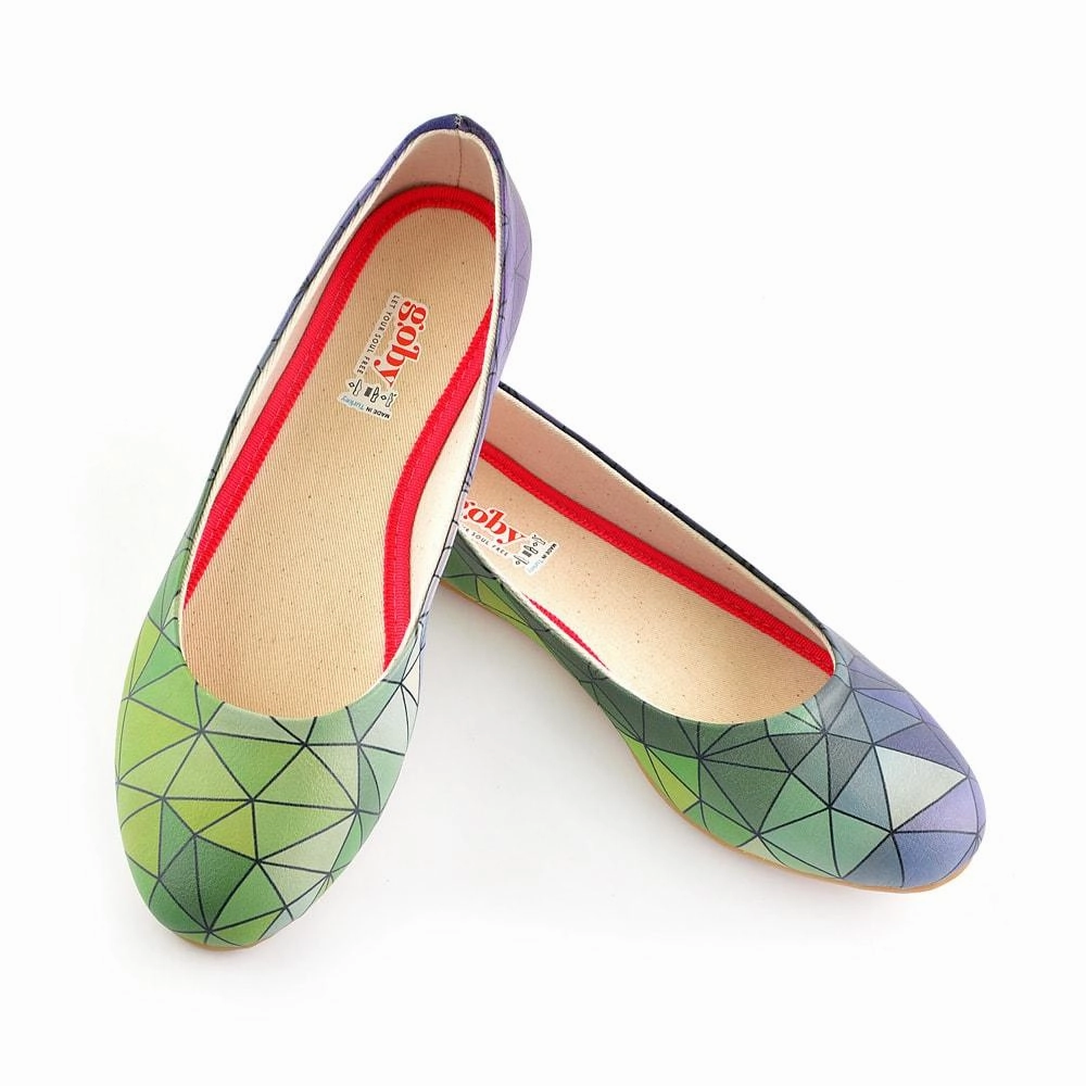 Leather Sole Flat Shoes Colored Prismas Ballerinas Shoes 1094
