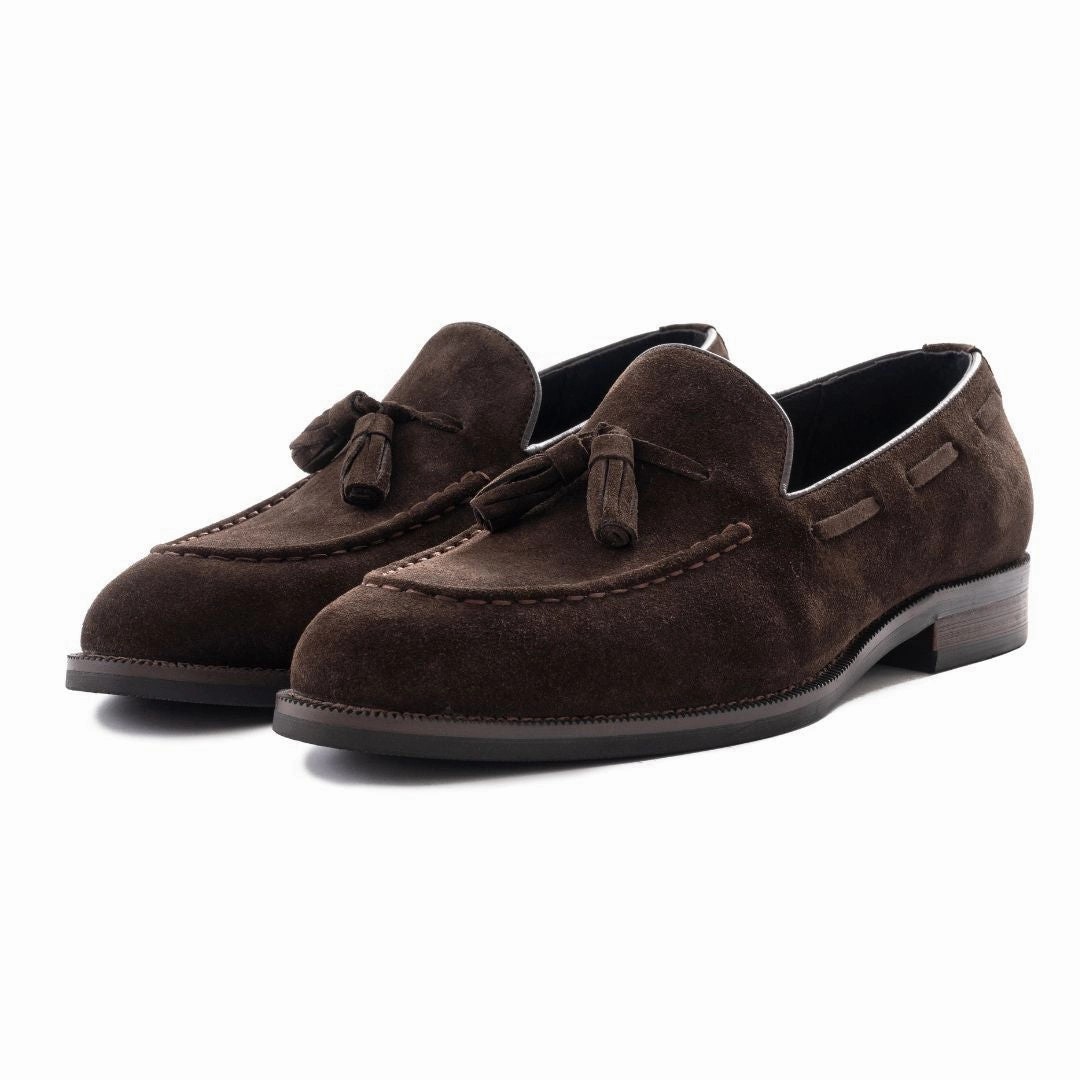 OURTHREE Lewis Suede Leather Loafers Men - BRN Mezlan Loafers