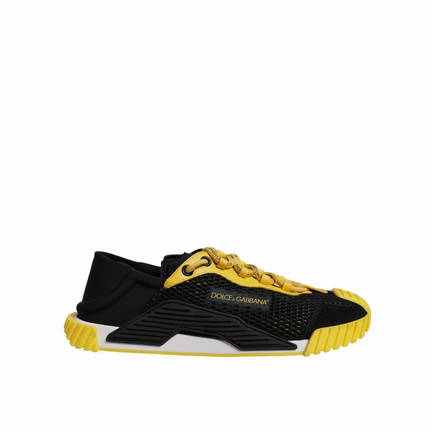 Dolce & Gabbana Black Yellow Low Top NS1 Sneakers Shoes Dolce & Gabbana Shoes Sneakers