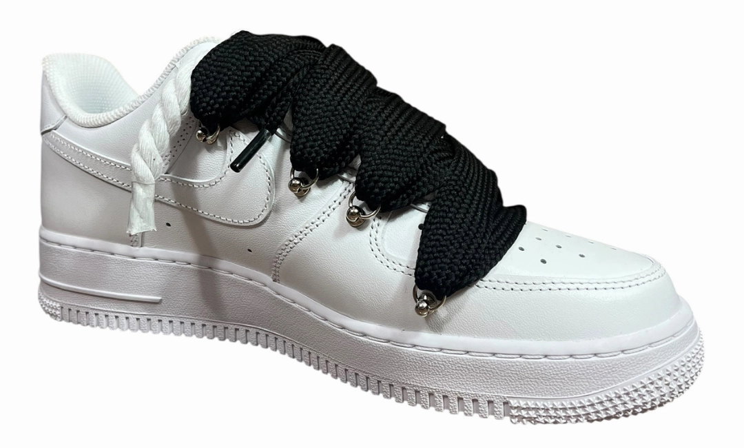 Asics Skateboard Shoe Nike Air Force 1 White Double Rope Laces White/Black