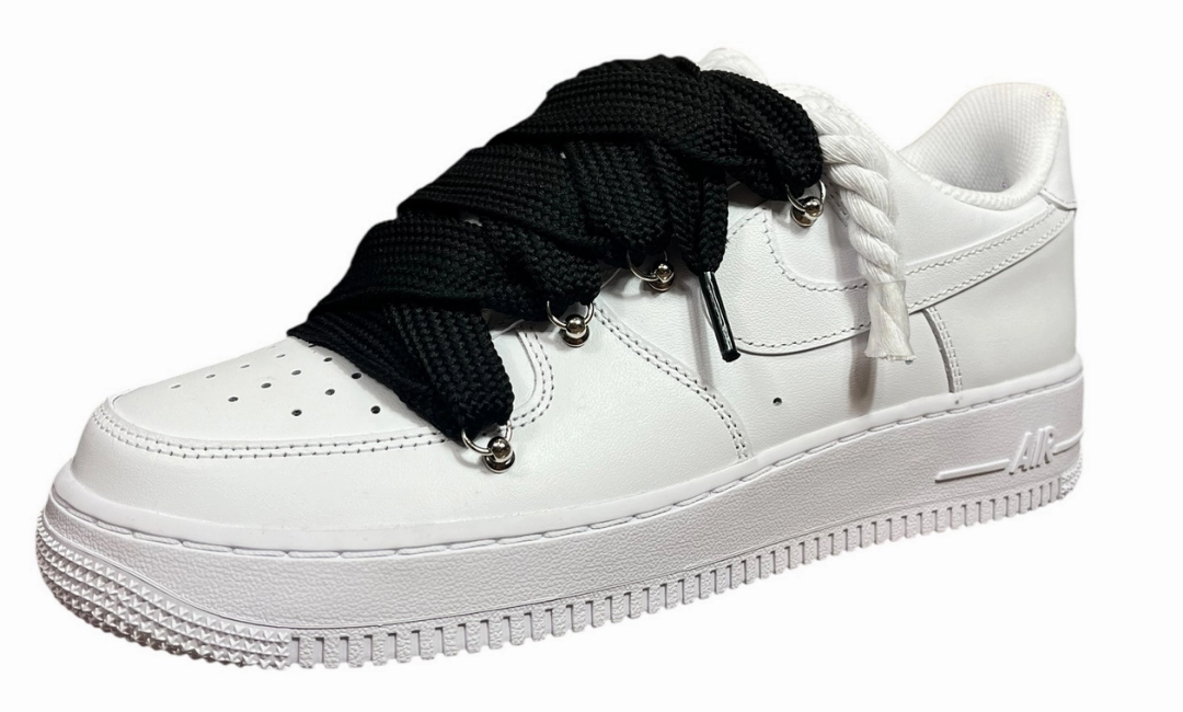 Wrestling Asics Shoes Nike Air Force 1 White Double Rope Laces White/Black