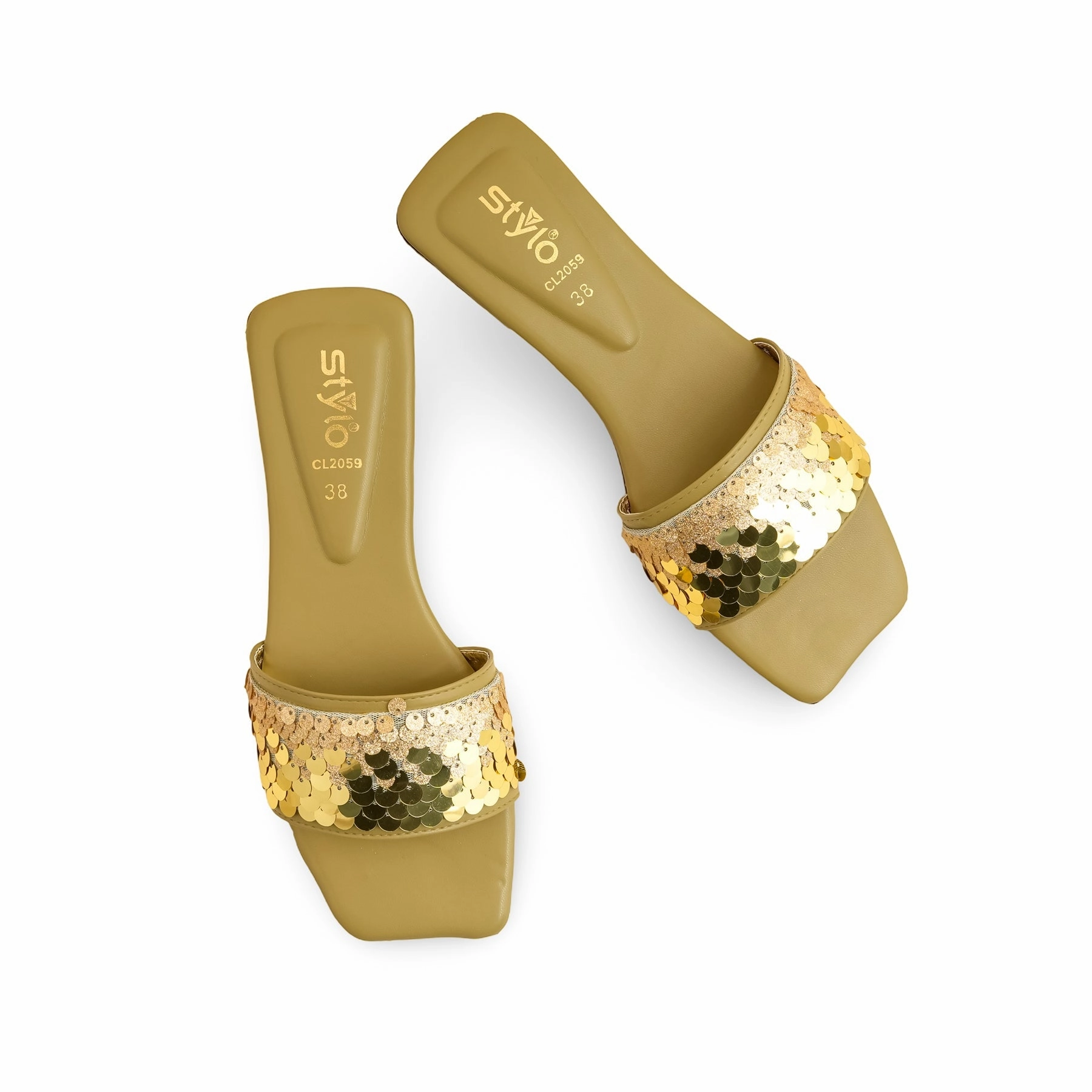 Flat-pedal Shoes Green Casual Slipper For Ladies CL2059