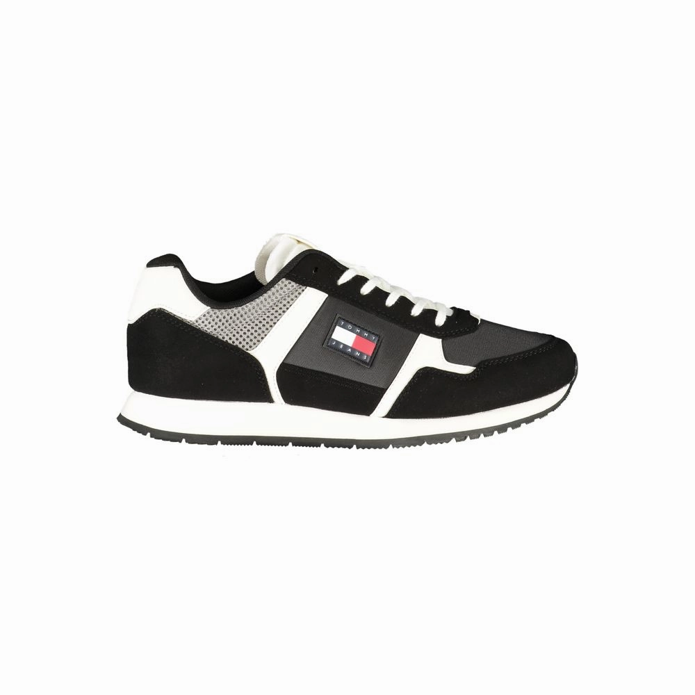 Smart Casual Tennis Shoes Tommy Hilfiger Black Polyester Men Sneaker