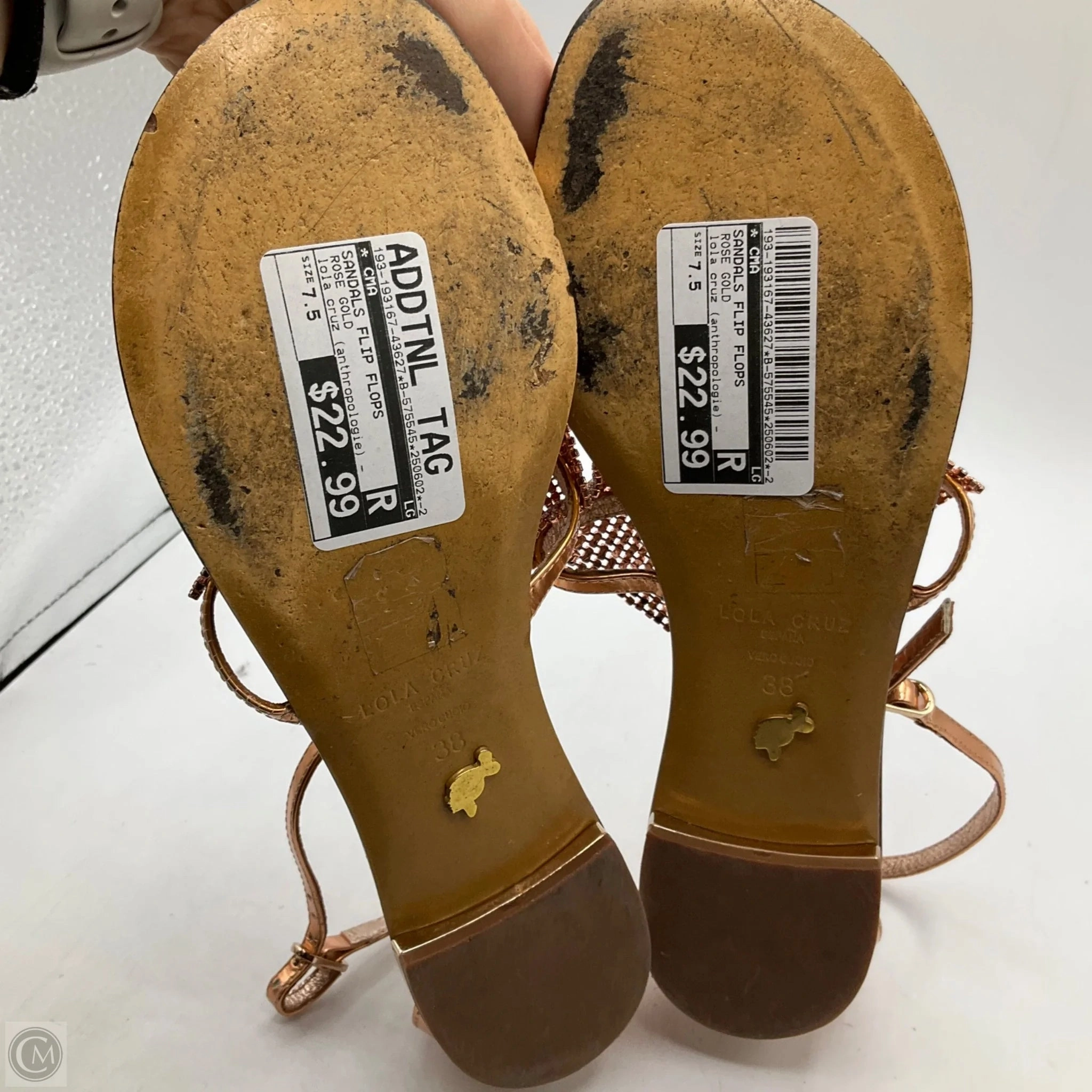 Sandals Flip Flops By Cma In Rose Gold, Size: 7.5 Japanese Flip Flops