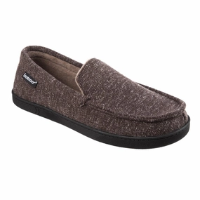 Mens Heather Knit Preston Moccasin Slippers Free Patterns For Knit Slippers
