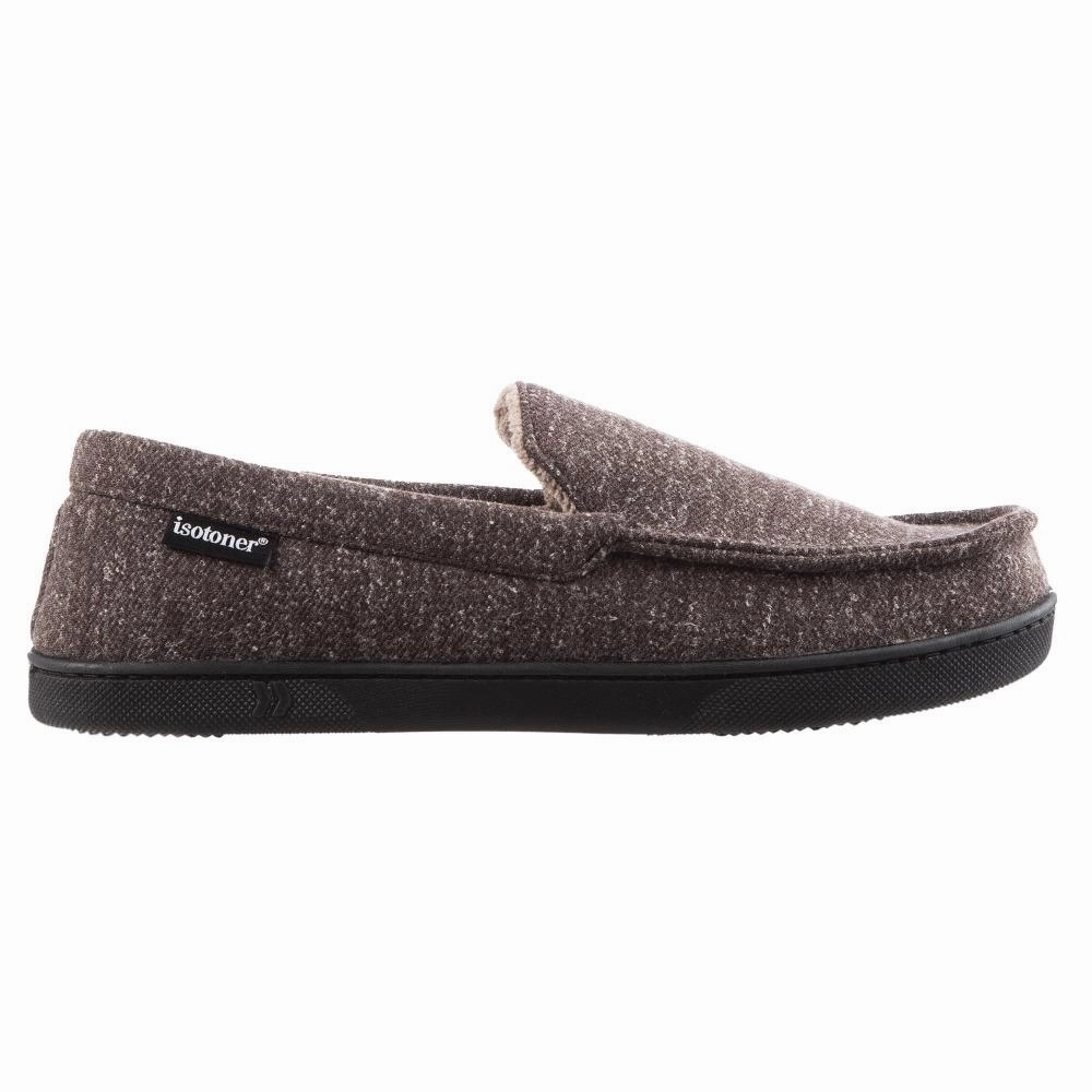 Mens Heather Knit Preston Moccasin Slippers Moon Cake Slippers