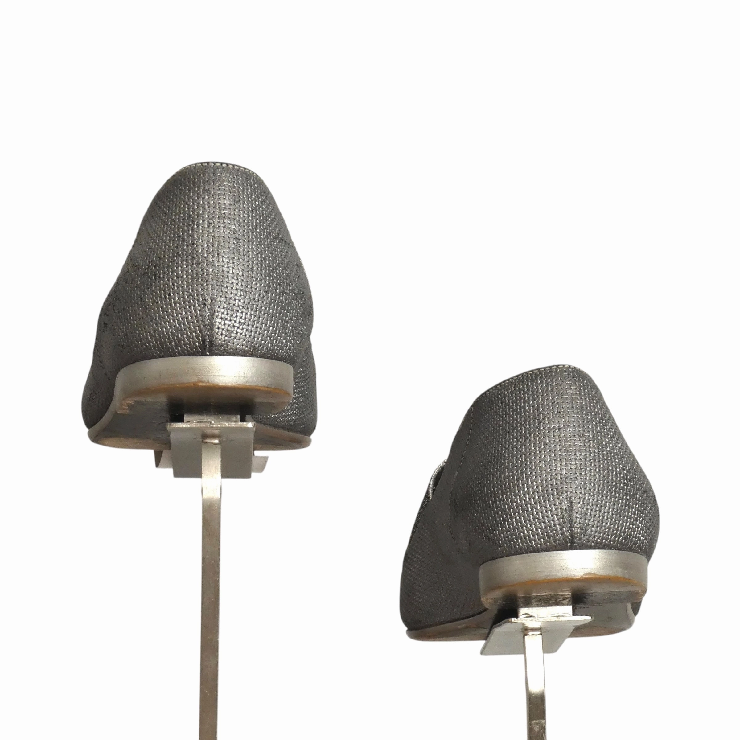 CHANEL- Silver Metallic "CC" Loafers, Size 39 Hermes Loafers Sale