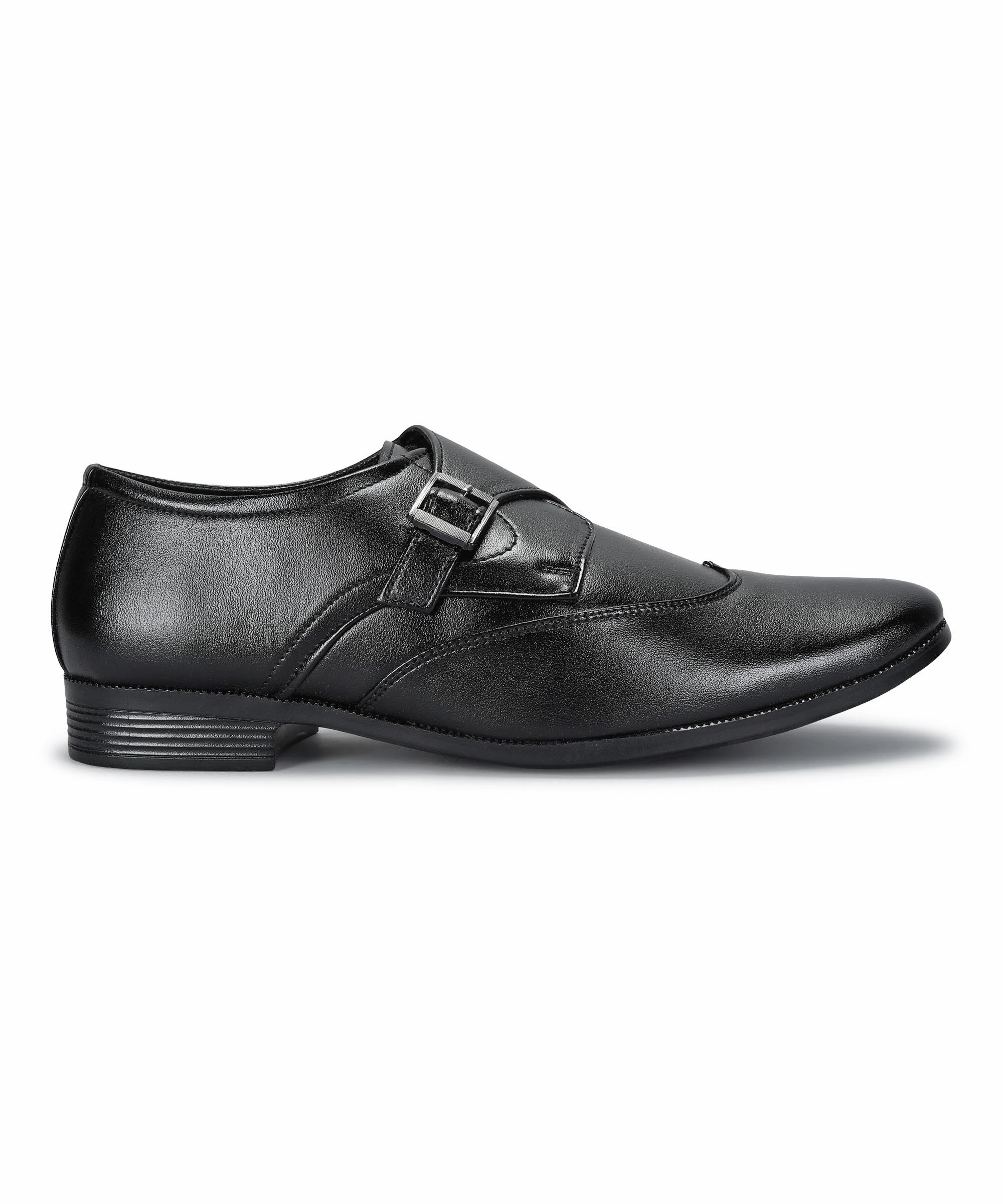 Paragon Men's Black Formal Shoes with Buckle| Durable & Sturdy for Outdoor Wear Pop Shoes Flats