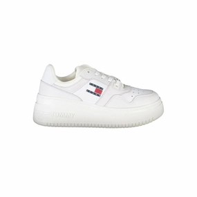 Tommy Hilfiger White Polyester Sneaker Hi Top Leather Sneakers
