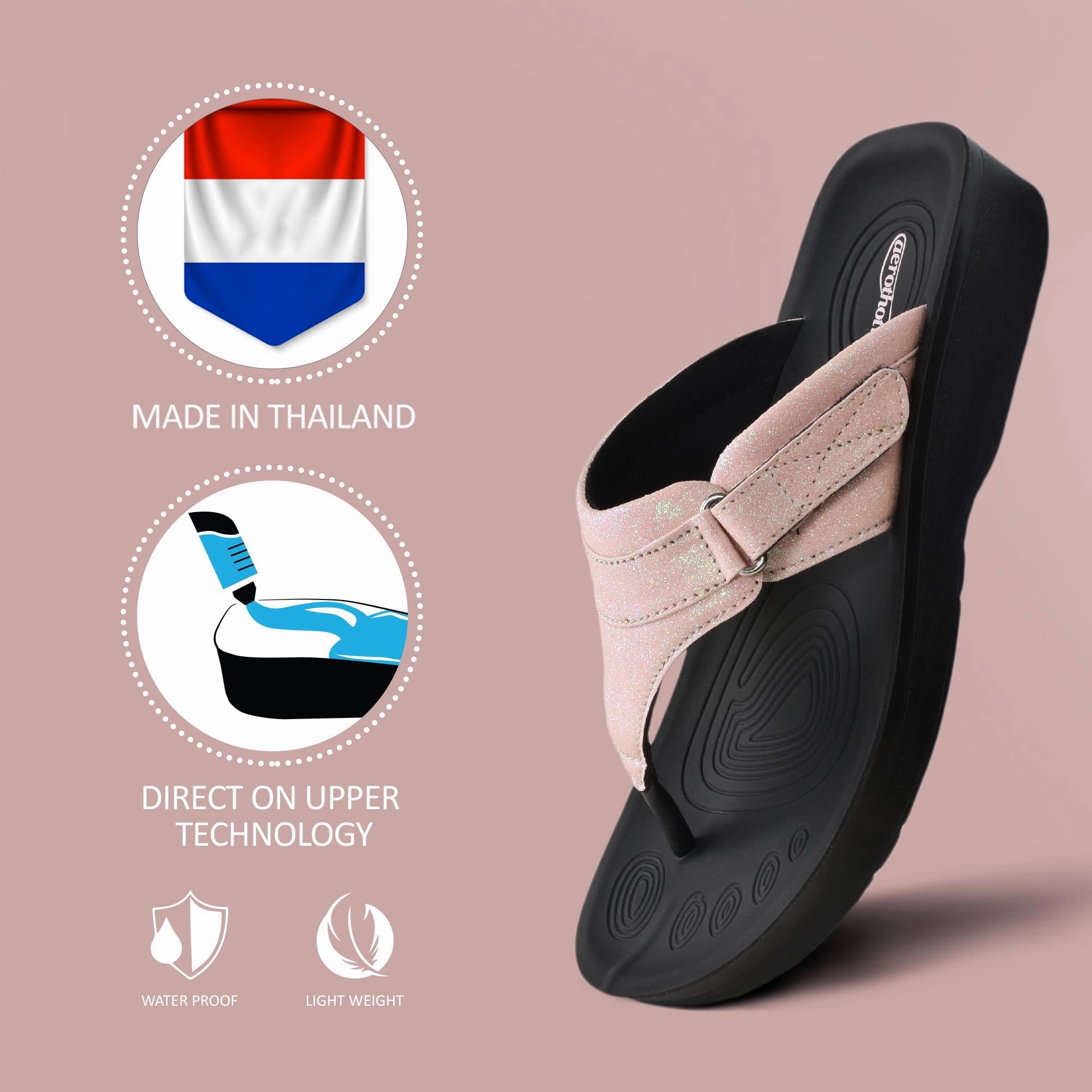 Glynis Thong Sandals with Arch Support for Women Low Heel Strappy Sandals