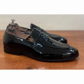 Snaffle Pebble Grain Leather Kiltie Loafers Patent Penny Loafers