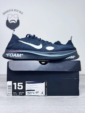 Size 15 - Nike Zoom Fly Mercurial Off-White Black Men's AO2115-001 Sneakers Asics Collab Shoes