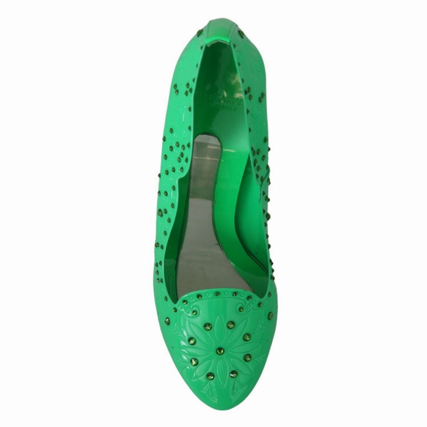 Mountain Footbeds Sandals Dolce & Gabbana Green Crystal Floral Heels CINDERELLA Shoes