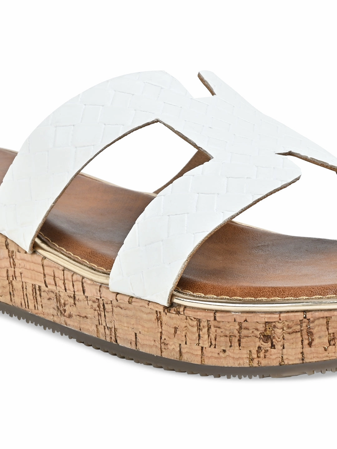 Rocia By Regal White Women Textured Slip On Sandals Best Casual Shoes For Flat Feet