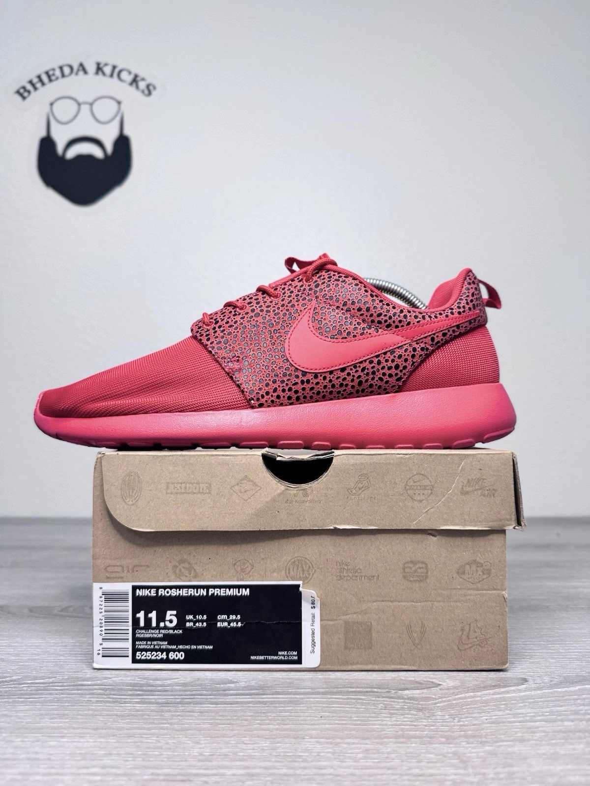 Asics Oikawa Shoes Size 11.5 - Nike Roshe Run Safari Challenge Red Authentic 525234-600