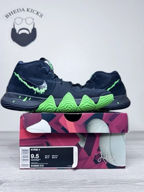 Asics Splatter Paint Shoes Size 9.5 - Nike Kyrie 4 Halloween Sneakers Black Green 943806-012 Preowned