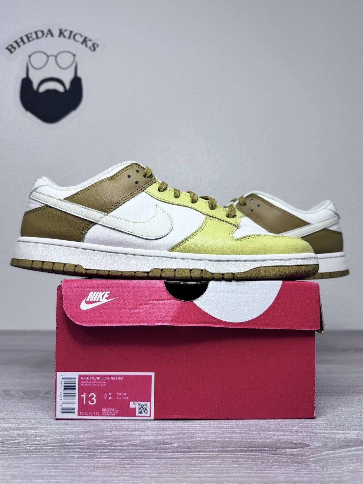 Size 13 - Nike Dunk Low Retro Bronzine FZ4042-716 Men's Preowned Authentic Asic Gt 2150 Running Shoes