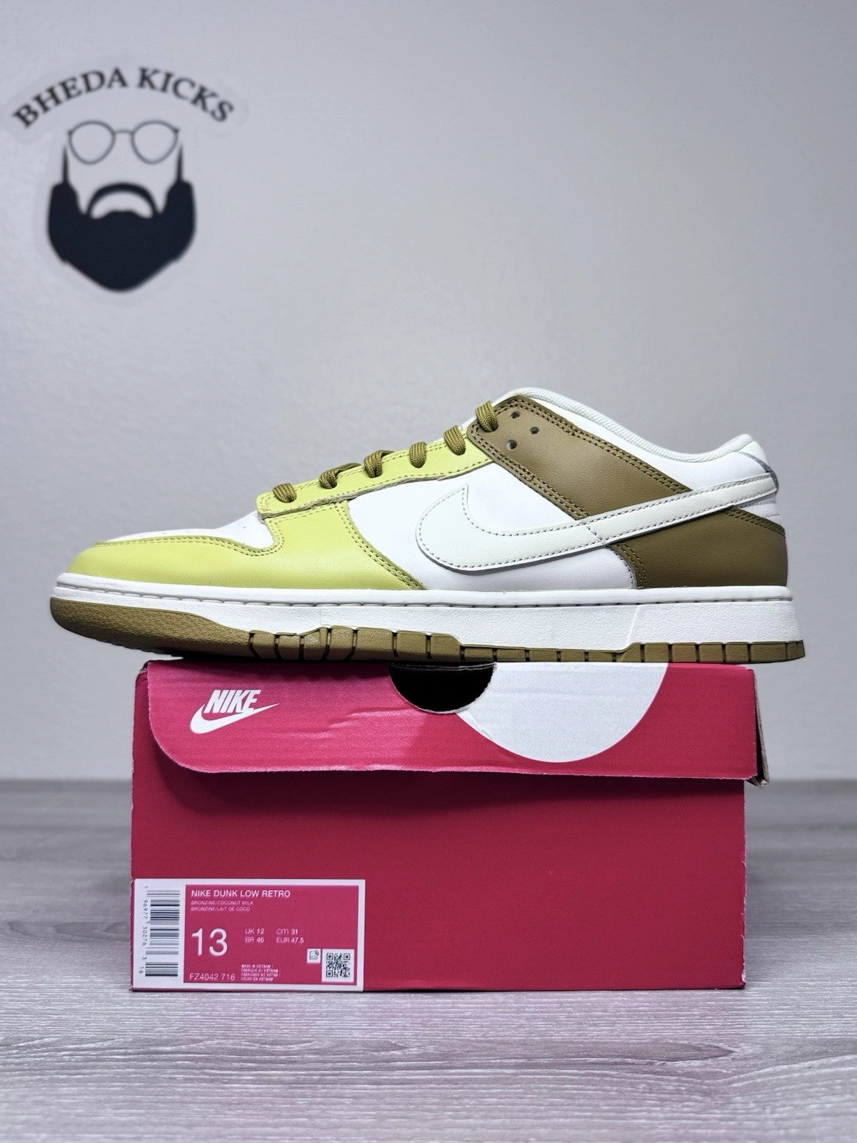 Size 13 - Nike Dunk Low Retro Bronzine FZ4042-716 Men's Preowned Authentic Best Asics Shoes For Weightlifting