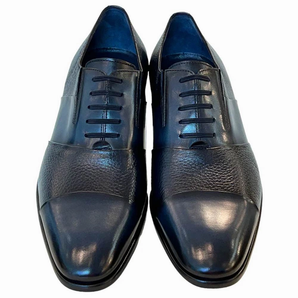 Haruta Loafers Corrente Mens Navy Deer Skin Leather Tie-Less Cap Toe Slip-On Loafer