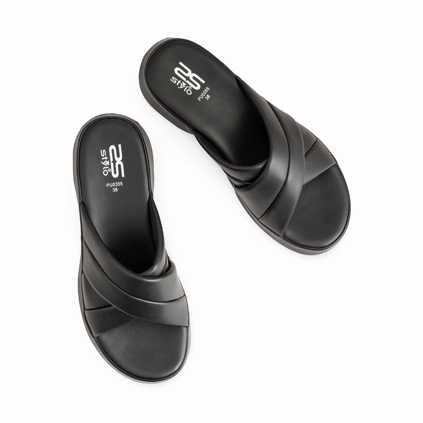 Warm Outdoor Slippers Black Formal Slipper PU0355