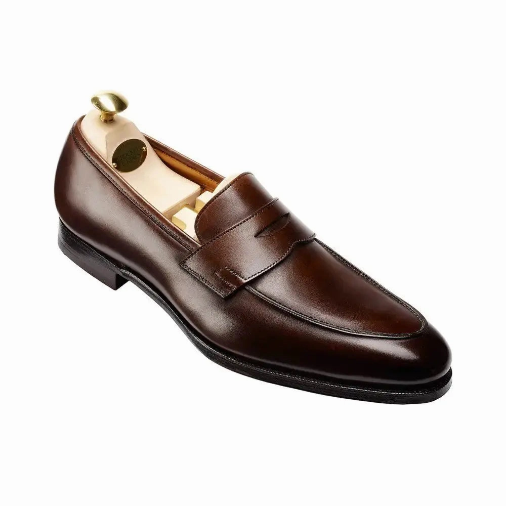 Crockett & Jones - Crawford Dark Brown Hand Grade Penny Loafers Gucci Loafers With Bee