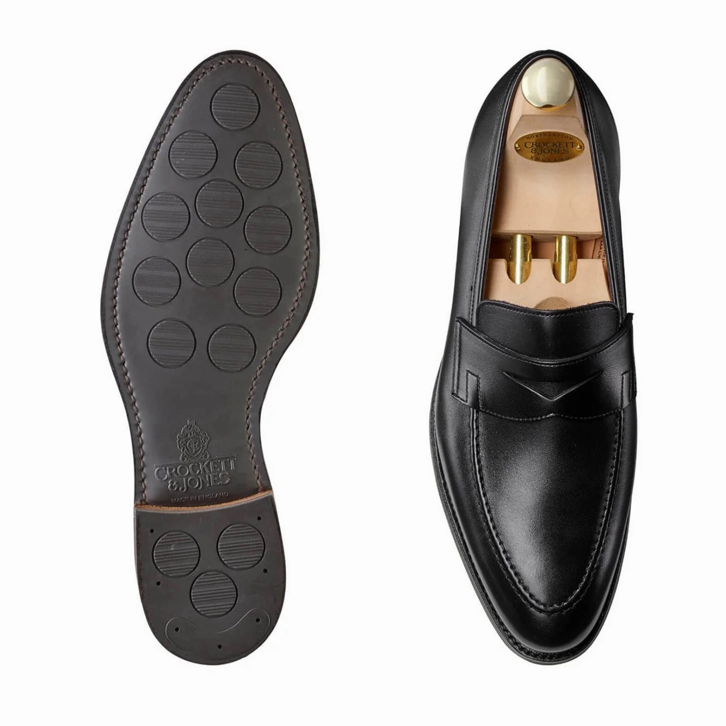 Gucci Crocodile Loafers Crockett & Jones - Sydney Black Calf Penny Loafer - Single City Sole