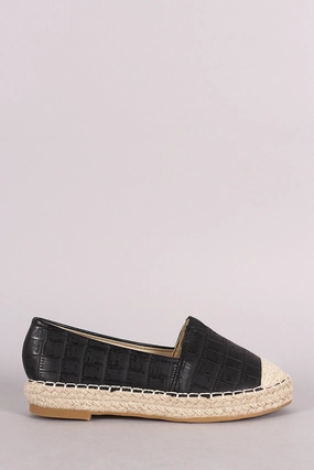 Crocodile Print Braided Espadrille Slip On Loafer Flat Flats Shoes Online
