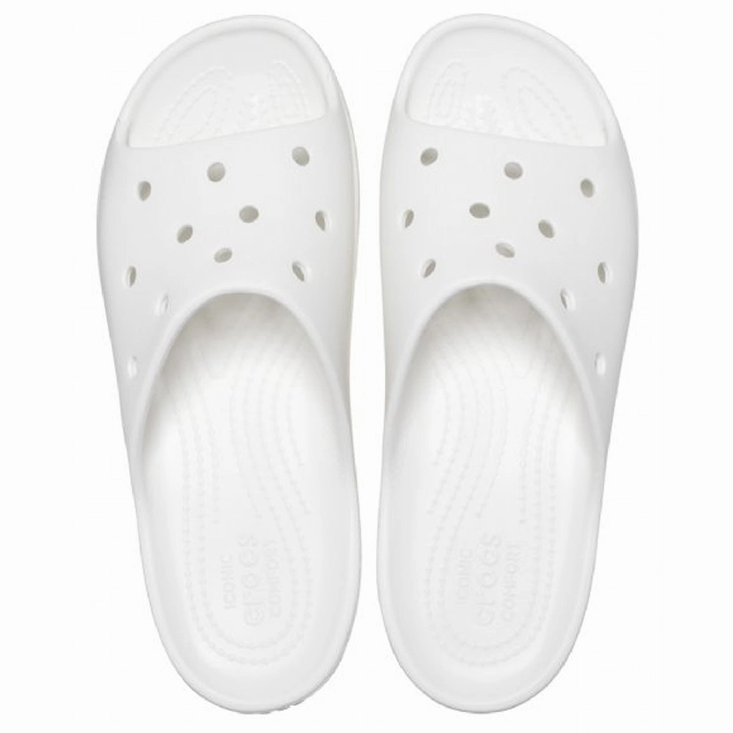 Crocs Classic Platform Slide (208180) - White Leather Flip Flops Size 14